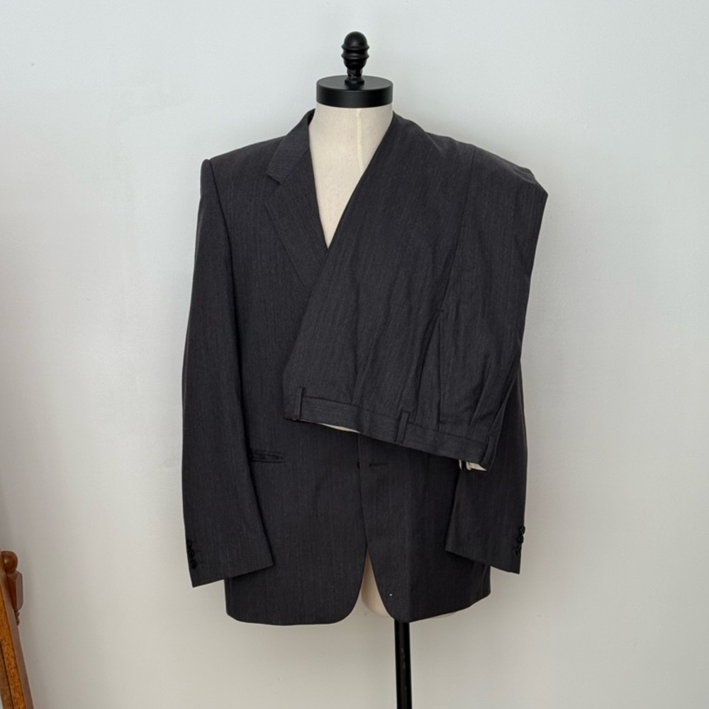 Nino Cerruti vintage Charcoal Suit with fine brown stripe Jacket